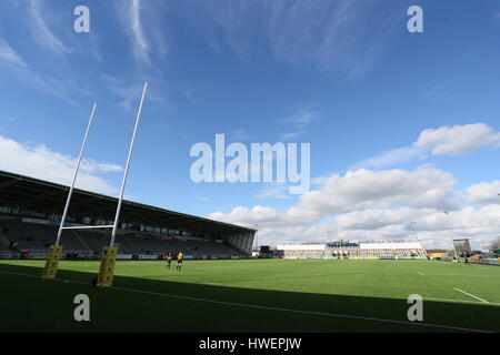 Kingston Park, Newcastle Falcons Rugby Ground vor dem Aviva Premiership Spiel in Kingston Park, Newcastle. Stockfoto