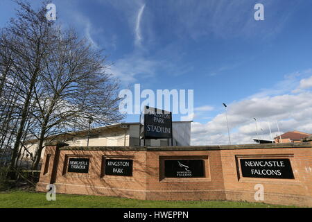 Kingston Park, Newcastle Falcons Rugby Ground vor dem Aviva Premiership Spiel in Kingston Park, Newcastle. Stockfoto