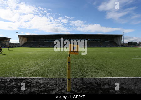 Kingston Park, Newcastle Falcons Rugby Ground vor dem Aviva Premiership Spiel in Kingston Park, Newcastle. Stockfoto