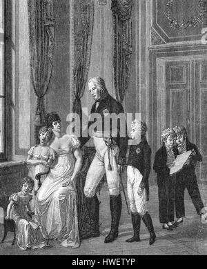 Das Königspaar mit ihren Kindern, Frederick William III, 1770 – 1840, König von Preußen und Louise von Mecklenburg-Strelitz, 1776-1810 Stockfoto