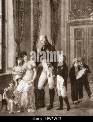 Das Königspaar mit ihren Kindern, Frederick William III, 1770 – 1840, König von Preußen und Louise von Mecklenburg-Strelitz, 1776-1810 Stockfoto