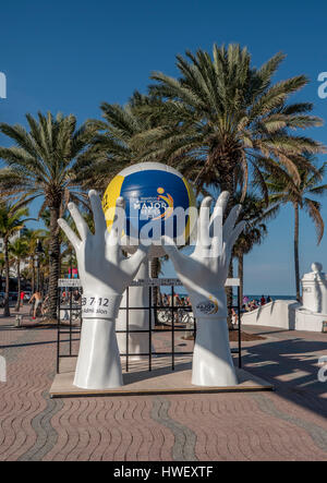 Das Zeichen für die Swatch Major Volleyball 2017 Wettbewerb Fort Lauderdale, Florida Held 7. Februar bis 12 2017 der FIVB World Tour Stockfoto