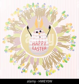Osterhase mit lustigem Gesicht Stock Vektor