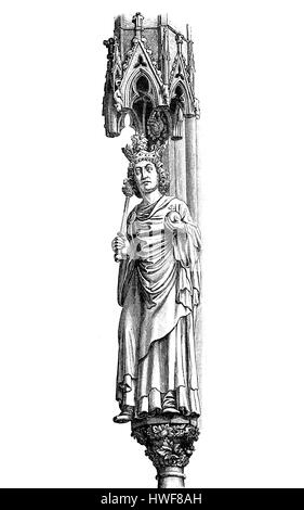 Statue von Otto i. der große Heilige Römische Kaiser und König von Deutschland mit Szepter, globe und Krone, Magdeburger Dom, X. Jahrhundert Stockfoto