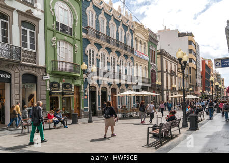 Fussgängerzone in der Hauptstadt Las Palmas de Gran Canaria, Insel Gran Canaria, Kanarische Inseln, Spanien |  Fußgängerzone in Las Palmas de Gran C Stockfoto