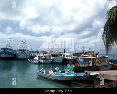 Boote Hafen Brig Bay Big Corn Island, Nicaragua Stockfoto