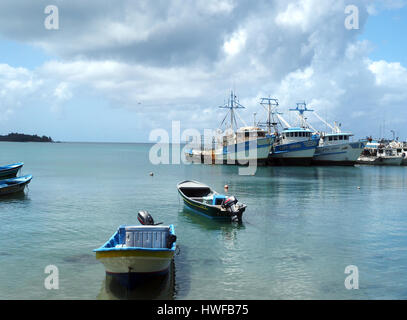 Boote Hafen Brig Bay Big Corn Island, Nicaragua Stockfoto