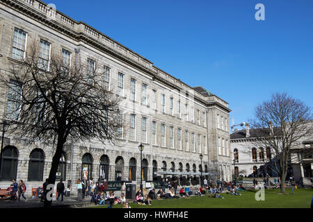 die grand Bibliotheksgebäude Hause the Book of Kells Trinity College in Dublin Irland Stockfoto