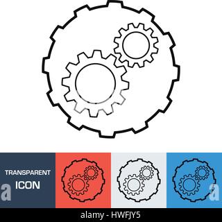Transparente Zahnrad-Symbol. Vektor Icon auf verschiedenen Hintergründen, Eps 10 Stock Vektor