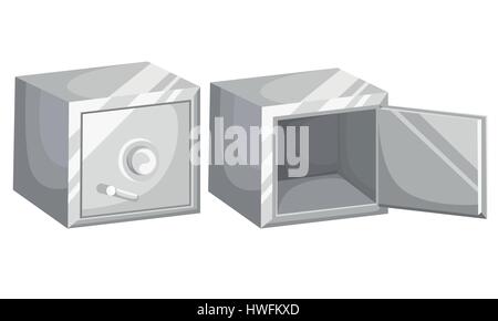 Metall Bank sicher Vektor Icon. Konzept der sicheren Schatten Symbol speichern Dollar-flaches Design-Stil-Vektor-Illustration Stock Vektor