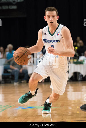 Reno, Nevada, USA. 20. März 2017. Reno Bighorn Guard DAVID STOCKTON (4) während der NBA D-League Basketball-Spiel zwischen den Reno Dickhornschafe und die Texas Legends Reno Events Center in Reno, Nevada. Bildnachweis: Jeff Mulvihill/ZUMA Draht/Alamy Live-Nachrichten Stockfoto