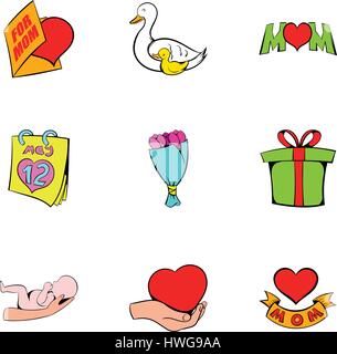 Familientag-Icons set, cartoon-Stil Stock Vektor