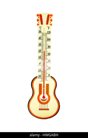 Thermometer in der Form einer Gitarre Stockfoto