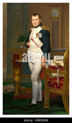 Der Kaiser Napoleon in seinem Arbeitszimmer an der Tuileries-Paris Frankreich 1812 Gemälde von Jacques-Louis David Stockfoto