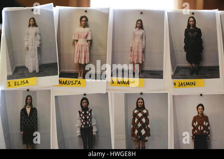 Backstage bei Huishan Zhang London Fashionweek A/W 17 Stockfoto