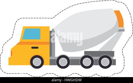 Bau Betonmischer LKW Symbol auf weißem Hintergrund. Vektor-illustration Stock Vektor