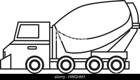 Bau Betonmischer LKW Symbol auf weißem Hintergrund. Vektor-illustration Stock Vektor