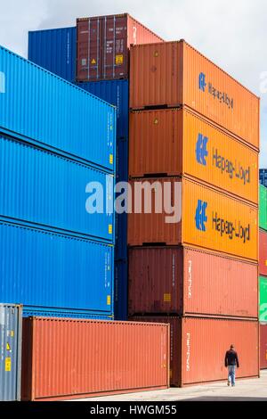 Frankreich, Seine Maritime, Le Havre, Hafen, Container-Speicherbereich Stockfoto