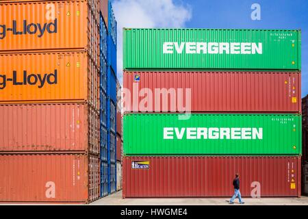 Frankreich, Seine Maritime, Le Havre, Hafen, Lagerfläche für Container Stockfoto