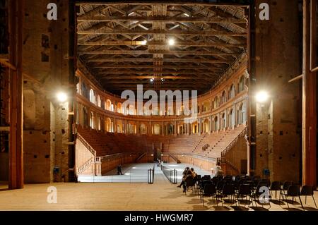 Italien, Emilia Romagna, Parma, im Inneren des Palastes von Pilotta, Farnese Theater Stockfoto