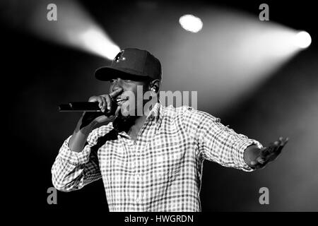 BARCELONA - 30 Mai: Kendrick Lamar (US-amerikanische Hip-Hop-Musikerin) führt auf Heineken Primavera Sound Festival 2014 (PS14) am 30. Mai 2014 in Buenos Aires Stockfoto