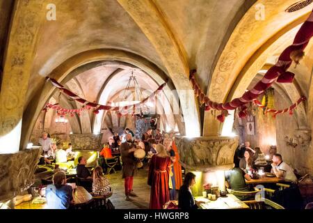 Lettland (Baltikum), Riga, Altstadt Weltkulturerbe der UNESCO, die mittelalterlichen Restaurant Rozengrals Stockfoto