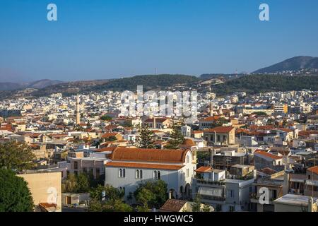 Griechenland, Kreta, Rethymnon, Panorama über die Altstadt von der Festung Stockfoto