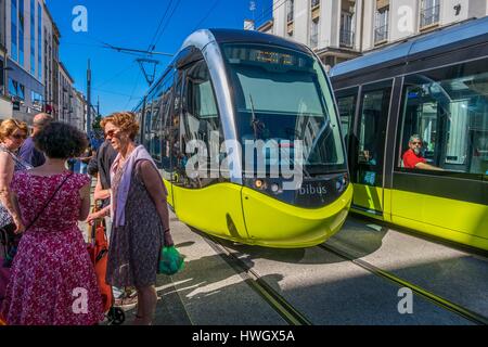 Frankreich, Finistere, Brest, Straßenbahn, Siam-Straße Stockfoto