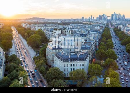 Frankreich, Paris, Gesamtansicht auf die Avenue De La Grande Armee und Avenue Foch Stockfoto