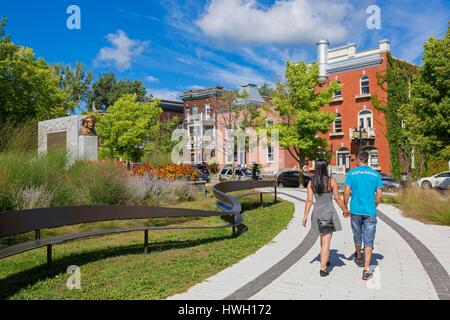 Kanada, Quebec Provinz, Region Mauricie, Trois-Rivieres, Platon Park, Statue von Laviolette Gründer der Stadt Stockfoto