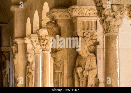 Frankreich, Bouches du Rhone, Arles, Saint-Trophime Kirche aus dem 12.-15. Jahrhundert, Weltkulturerbe der UNESCO, der Kreuzgang Stockfoto