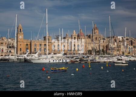 Malta, Valletta, Vittoriosa, Birgu, Marina und waterfront Stockfoto