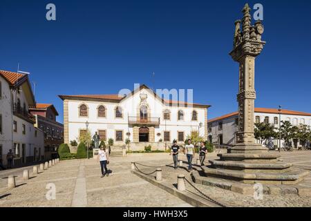 Portugal, nördlichen Region, Distrikt Guarda, Douro, Vila Nova de Foz Coa, des Rathauses, Praca Municipio Ort anzeigen Stockfoto