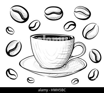 Kaffee Symbolsatz für Innenräume flaches Design-Stil-Vektor-illustration Stock Vektor