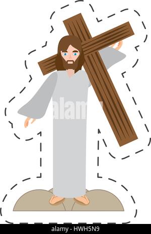 Cartoon-Jesus Christus trägt Kreuz Kreuzweg Stock Vektor