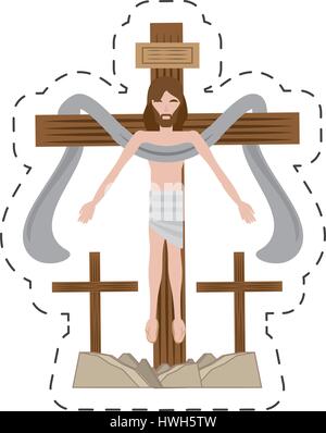 Cartoon-Jesus Christus Heilig Kreuz Stock Vektor