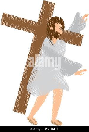Zeichnen von Jesus Christus dritte fällt Stock Vektor