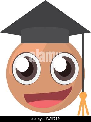 Emoticon männliche Absolventen Ausdruck Stock Vektor