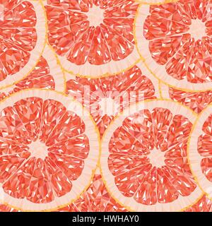 Polygonale Vektor-Illustration einer Grapefruit Slice nahtlose Muster Stock Vektor