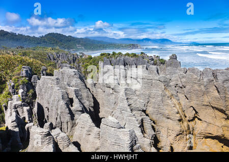 Pancake Rocks in Punakaiki, Neuseeland Stockfoto