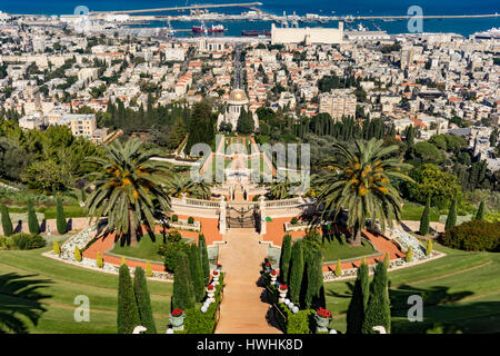 Das Heiligtum des Báb und seine Terrassen in Haifa, Israel Stockfoto