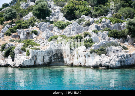 Fragment des alten versunkenen Stadt Kekova Blick aus Meer und Reste der alten buildingsp Stockfoto