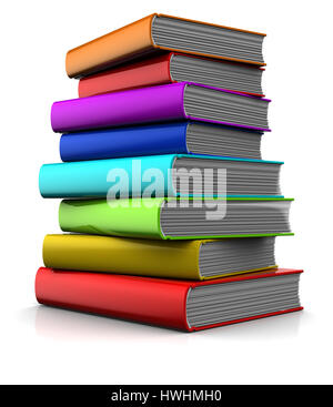 3D Darstellung der bunte Bücher Stockfoto