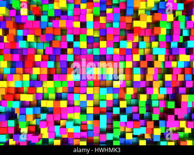 abstrakt 3d Illustration der bunten Würfel Hintergrund Stockfoto