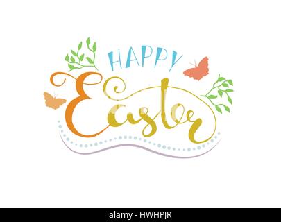 Happy Easter Schriftzug Typografie. Seasons Greetings Stock Vektor