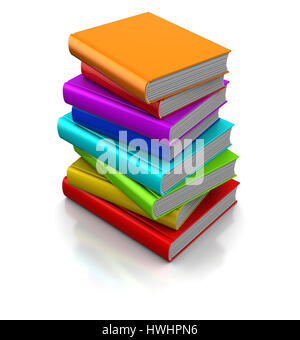 3D Darstellung der bunte Bücher Stockfoto