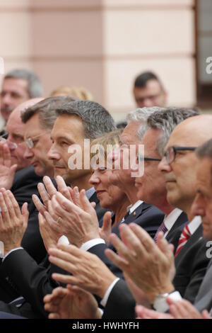 Berlin, Deutschland, 10. September 2014: Bundespräsident Joachim Gauck beteiligt sich an Vorbilder Ausstellung. Stockfoto