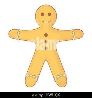 Lebkuchen Mann Symbol, Cartoon-Stil Stock Vektor