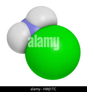 Chloramin (Monochloramine) Desinfektionsmittel Molekül. 3D-Rendering.  Leicht zersetzt, was hypochlorige Säure Bildung. Atome sind vertreten Stockfoto