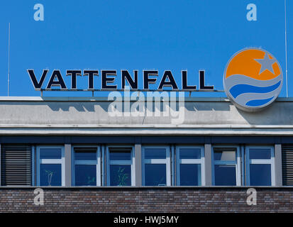 Vattenfall, Puschkinallee, Treptow, Berlin, Deutschland Stockfoto